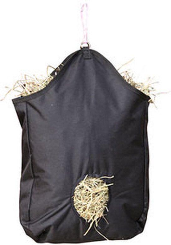 Kerbl Hofman Animal Care Excellent Hooizak – 65x50cm - Hooiruif voor paarden – Slowfeeder – Ideaal voor tijdens het vervoeren – Opening 12cm Ø – Zwart