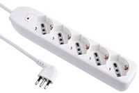 Energaline 62064 meervoudige stekkerdoos 5-zits bubbelfolie (Schuko + 10/16 A) kabel 1,5 m – stekker klein 10 A bianco