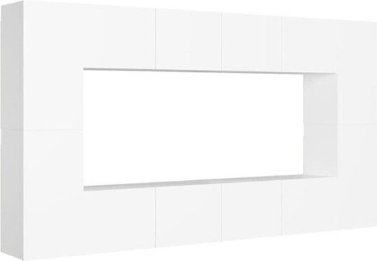 vidaXL 8-delige Tv-meubelset bewerkt hout wit