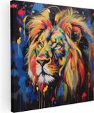 Artaza Canvas Schilderij Leeuw met Verfspatten - 70x70 - Canvas Print