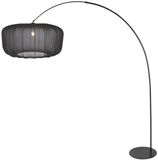 Anne Lighting - vloerlamp - Curve - zwart - metaal textiel - booglamp - E27