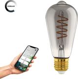 EGLO connect.z Smart LED Lamp - E27 - Ø 6,4 cm - Smoke - Rookglas - 2000K - Dimbaar - Zigbee