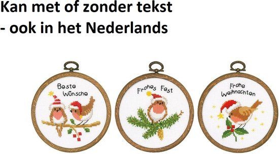 Vervaco Kerstvogeltjes borduurringen borduren 3 stuks (pakket)