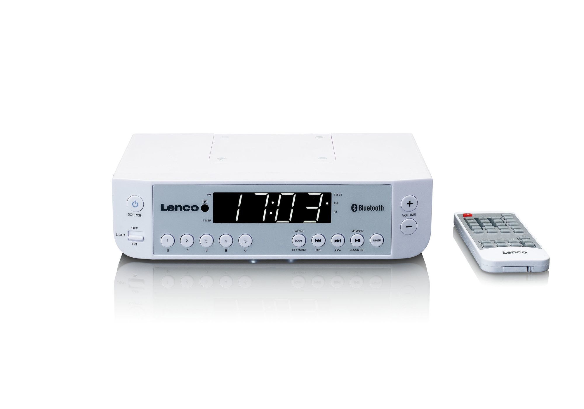Lenco KCR-100 - Keukenradio met FM, Bluetooth, LED scherm en Timer - Wit