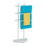 Relaxdays handdoekrek, 3 stangen, metaal, modern, HxBxD 83 x 39 x 18 cm, vrijstaand, handdoekhouder, badkamer, wit