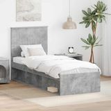 vidaXL Bedframe Betongrijs Massief grenenhout 75 x 190 cm