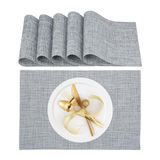 Relaxdays placemat, set van 6, eettafel, tafelonderlegger, 45 x 30 cm, afwasbaar, hittebestendig, grijs