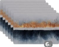 KitchenYeah Placemat - Abstract Goud Marmer Strand - 45x30 cm - Set van 6