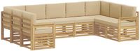vidaXL Bankset voor buiten, 7-delig, wit en beige, polyester