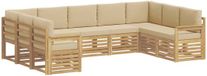 vidaXL Bankset voor buiten, 7-delig, wit en beige, polyester