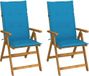 Acacia bois massif chaises pliantes réglables 2 pcs. avec coussins