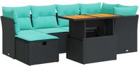 vidaXL 7-delige Loungeset met Kussens Poly Rattan Acacia Bruin