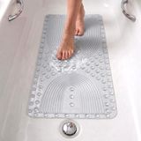 edihome, Antislip badmat, 53 x 53 cm, douchemat, bubbels met zuignap, BPA-vrij, antibacterieel, schimmelbestendig, machinewasbaar, gezinsveiligheid (Transparant, 90x41,5 cm)