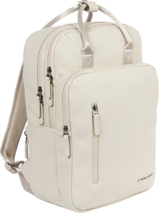 New Rebels William Milwaukee Beige 18L Backpack Water Repellent 15.6 inch Laptop Bag - Strong Zippers