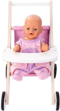 Engelhart Poppenwandelwagen roze/wit