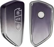 kwmobile autosleutel hoesje geschikt voor VW Golf 8 3-knops autosleutel hoes - TPU autosleutel behuizing - Beschermende auto sleutel case - Sleuteletui in donkergrijs / zilver