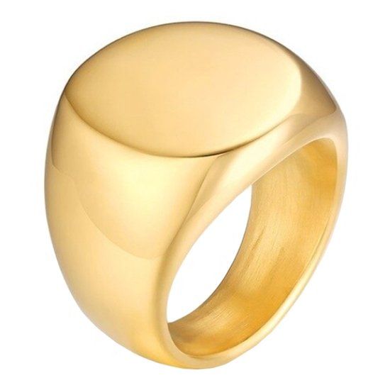 Mendes Stalen heren ring Ronde Zegel Goudkleurig-19mm