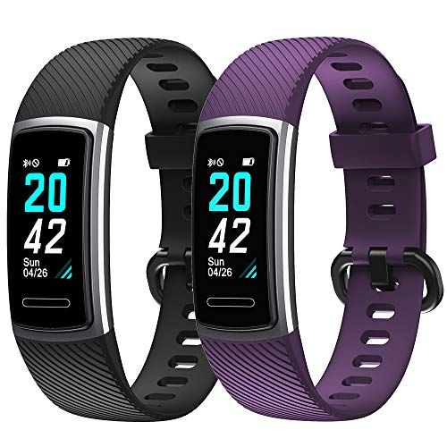 Flenco Vervangende Band voor ID152 / ID152HR Fitness Tracker - Zwart + Paars