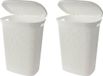 Storage Solutions Wasmand met deksel rotan gevlochten - wit - kunststof - 60L