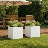 VidaXL Plantenbak 2 st wit 20 x 20 x 20 cm koudgewalst staal