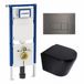 Geberit QeramiQ Dely Toiletset - 36.3x51.7cm - Diepspoel - Rimless - Geberit UP720 Inbouwreservoir - Softclose Toilet Zitting - 35mm - Gunmetal Bedieningsplaat - Rechthoekige Knoppen - Mat Zwart