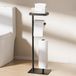 Unyqoos® Toiletpapierhouder staand met extra opbergruimte en toiletborstelhouder, zwart