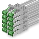 1aTTack.de CAT7 LAN-netwerkkabel 10x 5m 10Gbps Ethernet SFTP - grijs
