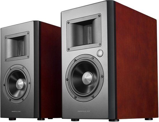 AirPulse A200 actieve speakers - kersenhout