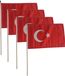 Merkloos / Sans marque Luxe zwaaivlag Turkije - 4x stuks - 30 x 45 cm - polyester - houten stok - sterke kwaliteit