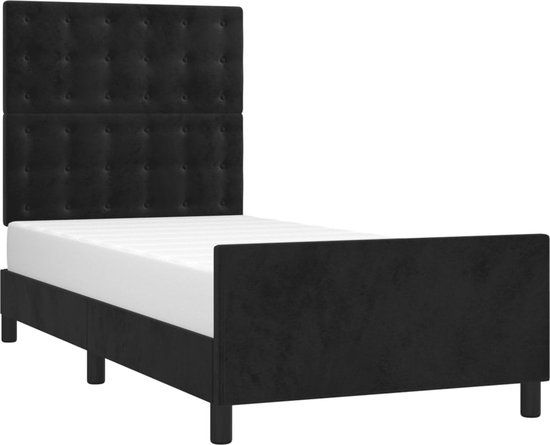 vidaXL Bedframe met hoofdeinde fluweel zwart 80x200 cm
