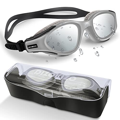Dizokizo Zwemmen Goggles UV-bescherming Anti-Fog Geen Lekken Zwembril Gemakkelijk aan te passen voor Volwassen Mannen Vrouwen