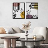 Stijlvol decoratief metalen wandaccessoire, 95,5 x 60 cm, duurzaam 1,20 mm metaal en 3 mm hout, perfect voor moderne woondecoratie en kantoorruimtes