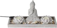 Home & Styling Boeddha Zen Tuintje Set - Beton - Grijs - 29,5 x 12 x 7 cm