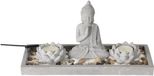 Home & Styling Boeddha Zen Tuintje Set - Beton - Grijs - 29,5 x 12 x 7 cm