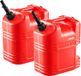 VEVOR Brandstoftanks, 2-Pack 19 L, Benzinetanks Met Schenktuit en Transparante Schaalverdeling, Max. Debiet 15 L/Min, Vloeistofcontainer voor De Meeste Auto'S, Motoren, Atv'S en Utv'S, Rood, 2-Pack