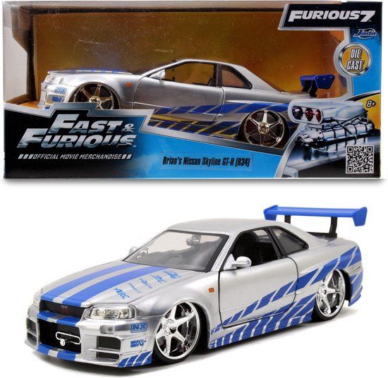 Jada Toys - Fast & Furious 2002 Brian's Nissan Skyline GT-R - 1:24 - Speelgoedvoertuig