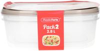 Plasticforte Boîtes de conservation - 2x pièces - 2.8 litre - réutilisable - transparent/beige - plastique - micro-ondes - congélateur