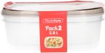 Plasticforte Boîtes de conservation - 2x pièces - 2.8 litre - réutilisable - transparent/beige - plastique - micro-ondes - congélateur