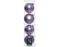 Decoris Kerstballen - 4 stuks - Lila Paars - 10 cm Diameter - Glas
