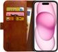 Rosso Element Book Case Wallet Hoesje Geschikt voor Apple iPhone 15 Plus | Portemonnee | 3 Pasjes | Magneetsluiting | Stand Functie | Bruin