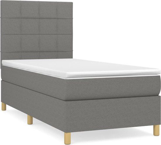 vidaXL Boxspring met matras stof donkergrijs 90x190 cm