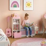 en.casa Kinderrek met zitbank Vipsali 100x99x30 cm roze en wit
