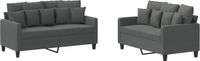 vidaXL 2-delige Loungeset met kussens stof donkergrijs
