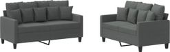 vidaXL 2-delige Loungeset met kussens stof donkergrijs