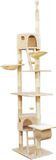 Merkloos / Sans marque Famanu Kraboom Extra Hoog met Kattenhuis, Hangmat en Speelgoed - Verstelbaar 240-260 cm (Beige)