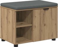 vidaXL Schoenbank met kussen Artisanaal eiken 60 x 38 x 46 cm