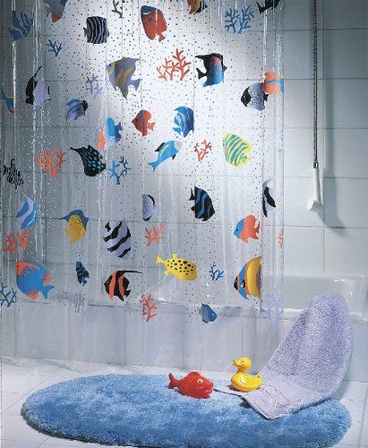 Spirella anti-schimmel douchegordijn "Fish Multicolor" antibacterieel, wasbaar, waterdicht vinyl 180x200cm
