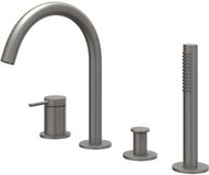 IVY Bond Badrandcombinatie 4-Gats Mengkraan met Draaibare Uitloop en Uittrekbare Handdouche - Geborsteld Metal Black PVD