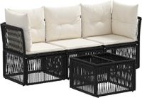 vidaXL Tuinbank Set Zwart Polyrattan