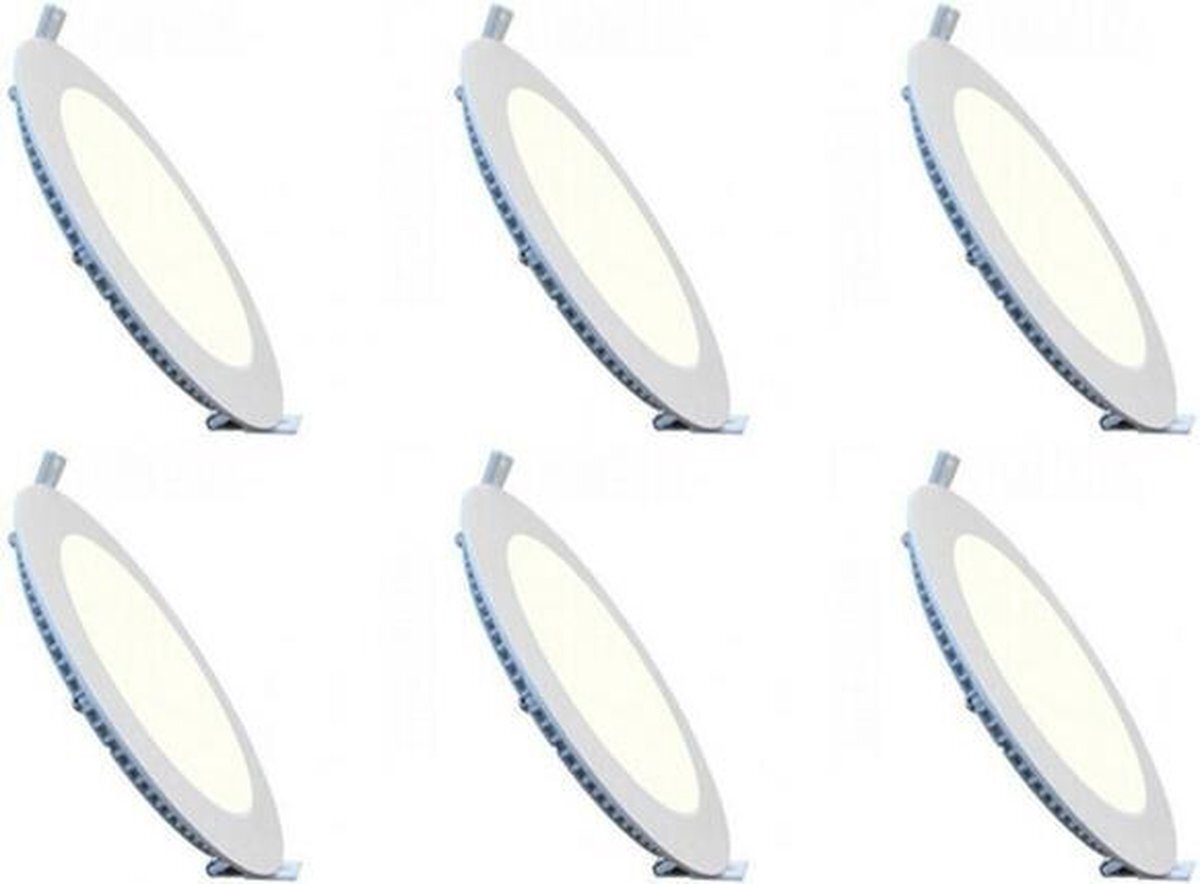 Qualu LED Downlight Slim 6 Pack - Inbouw Rond 3W - Natuurlijk Wit 4200K - Mat Wit Aluminium - Ø90mm